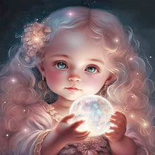 Load image into Gallery viewer, Girl With Big Eyes And Curly Hair-Full Round Diamond Painting-30x30cm