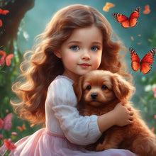 Load image into Gallery viewer, Girl With Big Eyes And Curly Hair-Full Round Diamond Painting-30x30cm