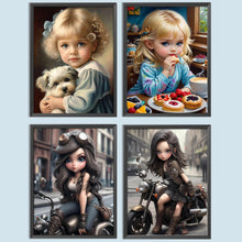 Load image into Gallery viewer, Black Motor Girl-Full Round/Square Diamond Painting-30x40cm/40x50cm/50x70cm
