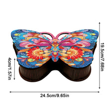 Load image into Gallery viewer, Wood Butterfly Tulip Crystal Rhinestone Diamond Art Jewelry Case