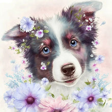 Load image into Gallery viewer, Flowers And Black Cat-Full Round Diamond Painting-30x30cm