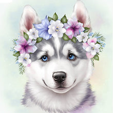 Load image into Gallery viewer, Flowers And Black Cat-Full Round Diamond Painting-30x30cm