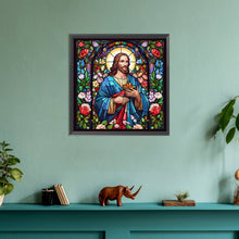 Load image into Gallery viewer, Stained Glass Jesus-Full Round Diamond Painting-30x30cm