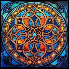 Load image into Gallery viewer, Stained Glass Flower-Full Round Diamond Painting-30x30cm