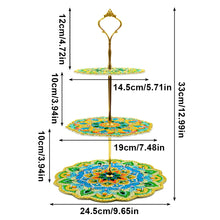 Load image into Gallery viewer, 3-Tiered Mandala Diamond Painting Tray Stand Round Serving Tray