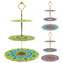 Load image into Gallery viewer, 3-Tiered Mandala Diamond Painting Tray Stand Round Serving Tray