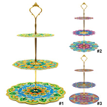 Load image into Gallery viewer, 3-Tiered Mandala Diamond Painting Tray Stand Round Serving Tray