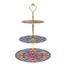 Load image into Gallery viewer, 3-Tiered Mandala Diamond Painting Tray Stand Round Serving Tray