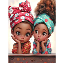 Load image into Gallery viewer, African American Girl-Full Round Diamond Painting-30x40cm