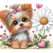 Load image into Gallery viewer, Flower Yorkshire Terrier-Partial Special Diamond Painting-35x30cm