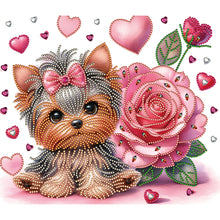Load image into Gallery viewer, Flower Yorkshire Terrier-Partial Special Diamond Painting-35x30cm