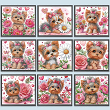 Load image into Gallery viewer, Flower Yorkshire Terrier-Partial Special Diamond Painting-35x30cm
