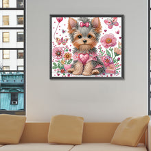 Load image into Gallery viewer, Flower Yorkshire Terrier-Partial Special Diamond Painting-35x30cm