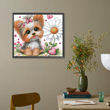 Load image into Gallery viewer, Flower Yorkshire Terrier-Partial Special Diamond Painting-35x30cm