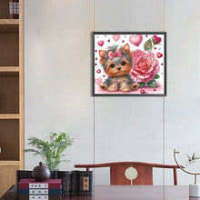Load image into Gallery viewer, Flower Yorkshire Terrier-Partial Special Diamond Painting-35x30cm