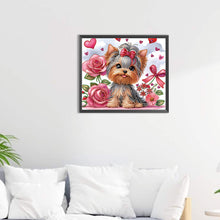 Load image into Gallery viewer, Flower Yorkshire Terrier-Partial Special Diamond Painting-35x30cm