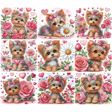 Load image into Gallery viewer, Flower Yorkshire Terrier-Partial Special Diamond Painting-35x30cm