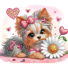 Load image into Gallery viewer, Flower Yorkshire Terrier-Partial Special Diamond Painting-35x30cm