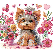 Load image into Gallery viewer, Flower Yorkshire Terrier-Partial Special Diamond Painting-35x30cm