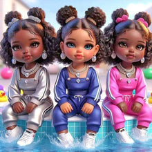 Load image into Gallery viewer, African American Girl-Full Round Diamond Painting-40x40cm