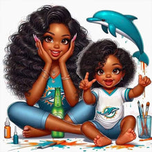 Load image into Gallery viewer, African American Girl-Full Round Diamond Painting-40x40cm