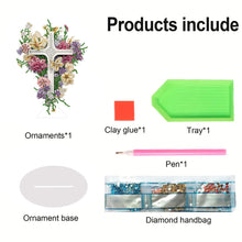 Load image into Gallery viewer, Flower Cross-Single Side Drill-Acrylic Diamond Desktop Ornament