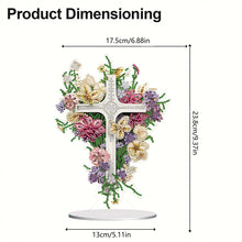 Load image into Gallery viewer, Flower Cross-Single Side Drill-Acrylic Diamond Desktop Ornament