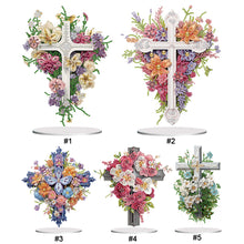 Load image into Gallery viewer, Flower Cross-Single Side Drill-Acrylic Diamond Desktop Ornament