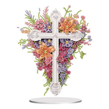 Load image into Gallery viewer, Flower Cross-Single Side Drill-Acrylic Diamond Desktop Ornament