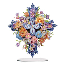 Load image into Gallery viewer, Flower Cross-Single Side Drill-Acrylic Diamond Desktop Ornament