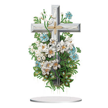 Load image into Gallery viewer, Flower Cross-Single Side Drill-Acrylic Diamond Desktop Ornament