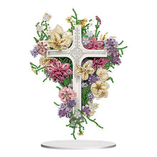 Load image into Gallery viewer, Flower Cross-Single Side Drill-Acrylic Diamond Desktop Ornament
