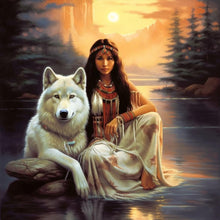 Load image into Gallery viewer, Beauty White Wolf-Full Round Diamond Painting-30x30cm