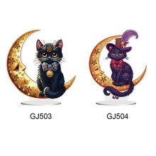 Load image into Gallery viewer, Moon Cat-Single Side Drill-Acrylic Diamond Desktop Ornament