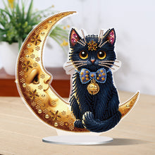 Load image into Gallery viewer, Moon Cat-Single Side Drill-Acrylic Diamond Desktop Ornament