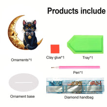 Load image into Gallery viewer, Moon Cat-Single Side Drill-Acrylic Diamond Desktop Ornament