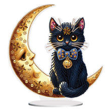 Load image into Gallery viewer, Moon Cat-Single Side Drill-Acrylic Diamond Desktop Ornament