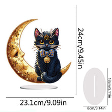 Load image into Gallery viewer, Moon Cat-Single Side Drill-Acrylic Diamond Desktop Ornament