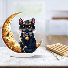Load image into Gallery viewer, Moon Cat-Single Side Drill-Acrylic Diamond Desktop Ornament
