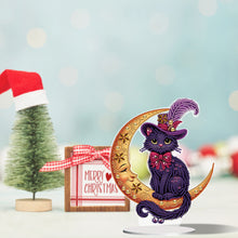 Load image into Gallery viewer, Moon Cat-Single Side Drill-Acrylic Diamond Desktop Ornament