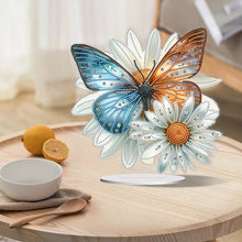 Load image into Gallery viewer, Flower Butterfly-Single Side Drill-Acrylic Diamond Desktop Ornament