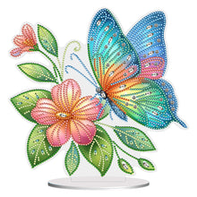 Load image into Gallery viewer, Flower Butterfly-Single Side Drill-Acrylic Diamond Desktop Ornament