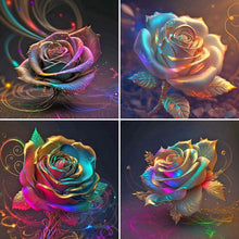 Load image into Gallery viewer, Colored Gold Leaf Rose-Full Drill Diamond Painting