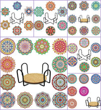 Load image into Gallery viewer, 8pcs/set +1 storage rack-Mandala-Wooden Diamond Coaster