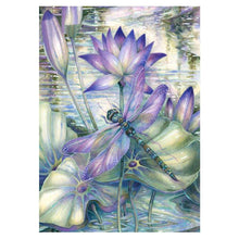 Load image into Gallery viewer, Dragonfly Lotus Flower - Full Drill Diamond Painting
