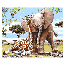 Load image into Gallery viewer, Giraffe and Elephant - Full Drill Diamond Painting