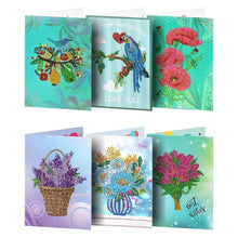 Load image into Gallery viewer, 6pcs/set Flower and Birds Greeting Cards Diamond Painting