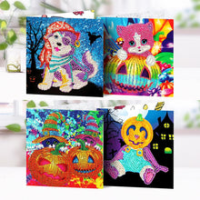 Load image into Gallery viewer, 4pcs/Set-Halloween-Diamond Greeting Cards