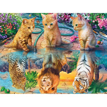Load image into Gallery viewer, Cats and Tiger - Full Drill Diamond Painting