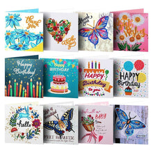Load image into Gallery viewer, 12pcs Birthday Greeting Card Diamond Painting